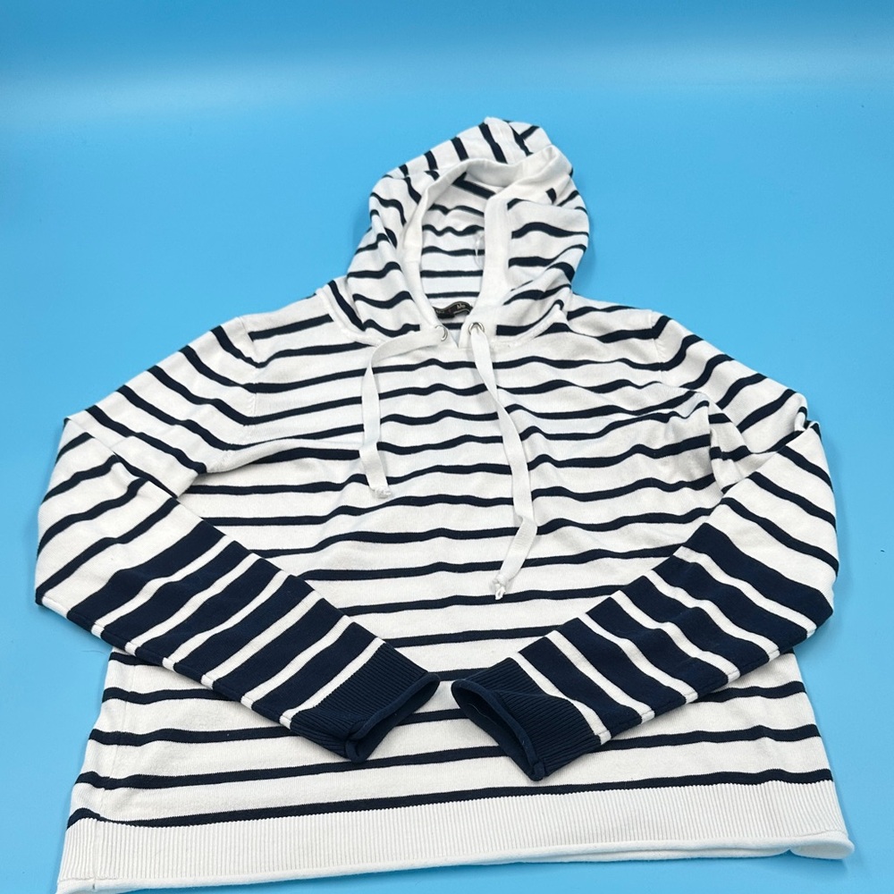 Striped Navy and White Women's Hoodie